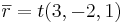 \overline{r} = t (3,-2,1)